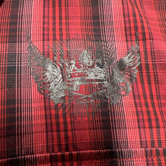 Mark Ecko Y2K Red/Black Plaid Casual Button Down 100% Cotton Long Sleeve SZ XXL - Picture 5 of 16